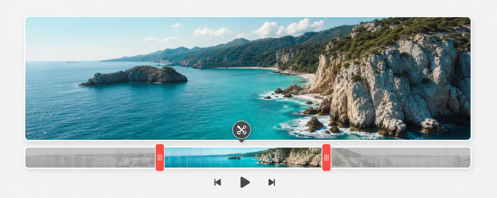 Video trimming timeline with selected clip range