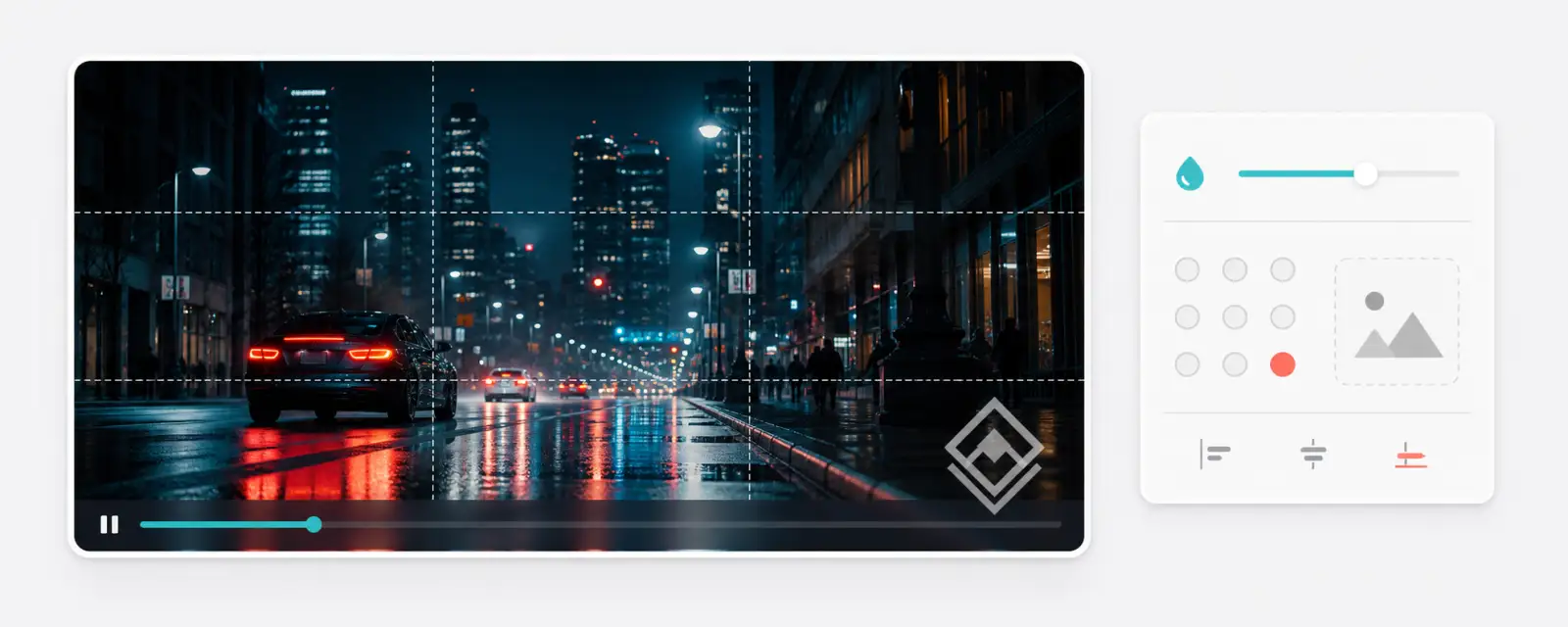 Video watermark placement and opacity controls